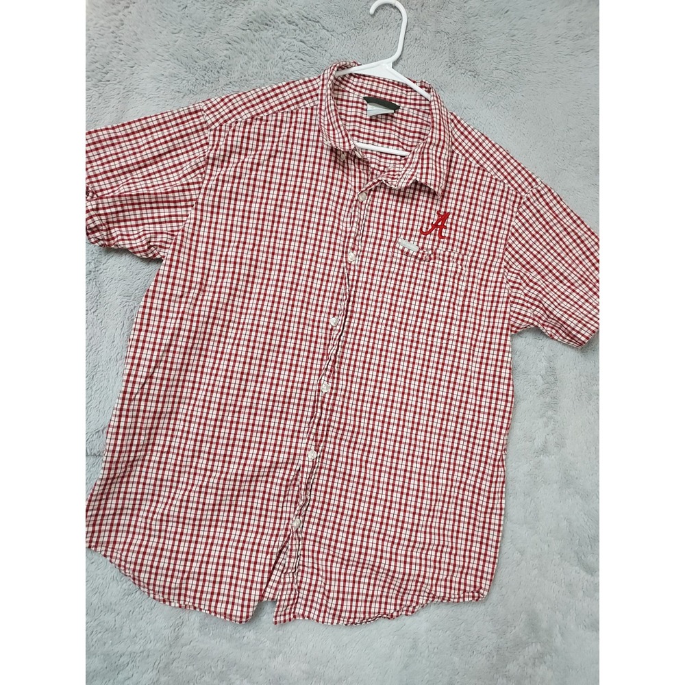 Alabama Crimson Tide Shirt Mens XL Columbia NCAA Gingham Plaid Red Rapid Rivers